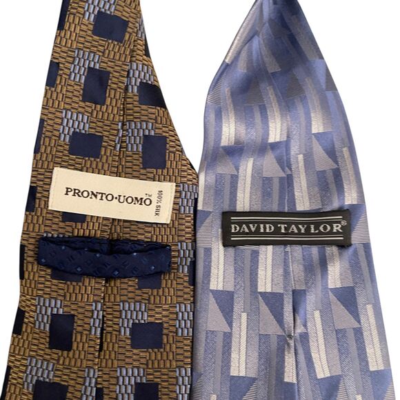 Men's Tie Lot of 3 Insignia Pronto Uomo and David Taylor Multicolor Formal - Picture 5 of 8